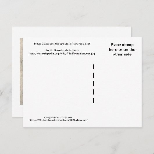 Mihai Eminescu, de grootste Roemeense dichter Briefkaart (Voorkant / Achterkant)