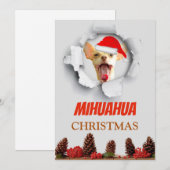 Mihuahua Christmas, Chihuahua with santa hat Feestdagenkaart (Voorkant / Achterkant)