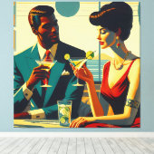 Miid Century Cocktail Party Couples - Captivated Canvas Afdruk (Insitu (Houten vloer))