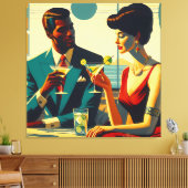 Miid Century Cocktail Party Couples - Captivated Canvas Afdruk (Insitu (Woonkamer))