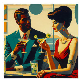 Miid Century Cocktail Party Couples - Captivated Perfect Poster