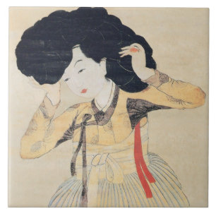 Miindo (portret van een schoonheid) 미 도 Koreaans k Tegeltje