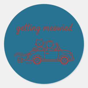 Mij krijgen gehuwde kat huwelijksbruid bruidegom g ronde sticker
