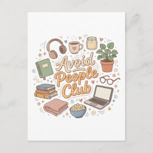 Mijd Mensen Club Gezellige Introvert Vibes Briefkaart