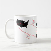 mijlen uit elkaar, maar dicht bij het hart koffiemok (Links)