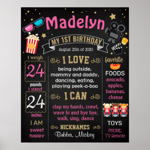 Mijlestone-teken van Movie Night Birthday Party Poster