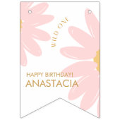 Mijlpaal 1e Verjaardag Foto Pink Daisy Vlaggetjes (Eerste vlag)