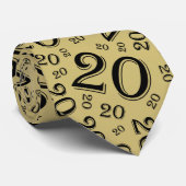 Mijlpaal 20 Willekeurig Getal Patroon Zwart/Goud Stropdas (Opgerold)