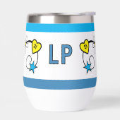 Mijlpaal 21e verjaardag initialen blauw geel (Links)