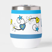 Mijlpaal 21e verjaardag initialen blauw geel (Voorkant)