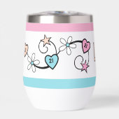 Mijlpaal 21ste verjaardag initialen roze perzik (Voorkant)