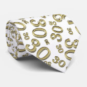 Mijlpaal 30 Willekeurig Getal Patroon Goud/Wit Stropdas (Opgerold)
