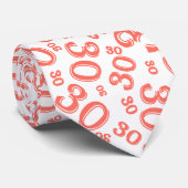 Mijlpaal 30 Willekeurig Getal Patroon Koraal/Wit Stropdas (Opgerold)