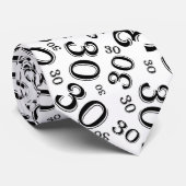 Mijlpaal 30 Willekeurig Getal Patroon Zwart/Wit Stropdas (Opgerold)