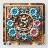 Mijlpaal 5e bruiloft Jubileum Vierkante Klok (Voorkant)