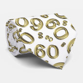 Mijlpaal 60 Willekeurig Getal Patroon Goud/Wit Stropdas (Opgerold)