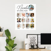 Mijlpaal Baby Eerste jaar 12 maanden Fotocollage Poster (Thuiskantoor)