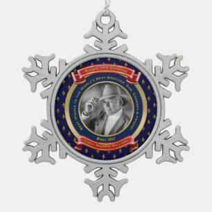 Mijlpaal Birthday Gold Foto 50e Blauw Rood Tin Sneeuwvlok Ornament