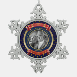 Mijlpaal Birthday Gold Foto 70th Blue Tin Sneeuwvlok Ornament