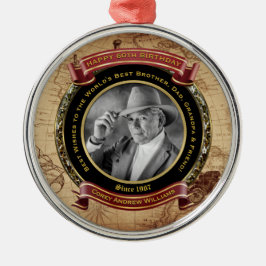 Mijlpaal Birthday Gold Foto  Map 50th Metalen Ornament