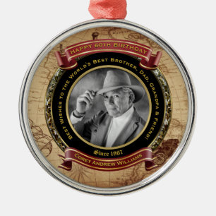 Mijlpaal Birthday Gold Foto Map 50th Metalen Ornament