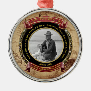 Mijlpaal Birthday Gold Photo Map 70th Metalen Ornament
