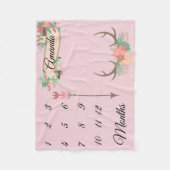 Mijlpaal Chic Antler Arrow Flowers Baby Keepsake Fleece Deken (Voorkant)