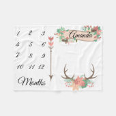 Mijlpaal Chic Antler Arrow Flowers Baby Keepsake Fleece Deken (Voorkant (Horizontaal))