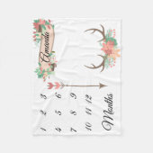Mijlpaal Chic Antler Arrow Flowers Baby Keepsake Fleece Deken (Voorkant)