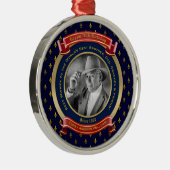 Mijlpaal goudfoto 70-70-blauw Re Metalen Ornament (Rechts)