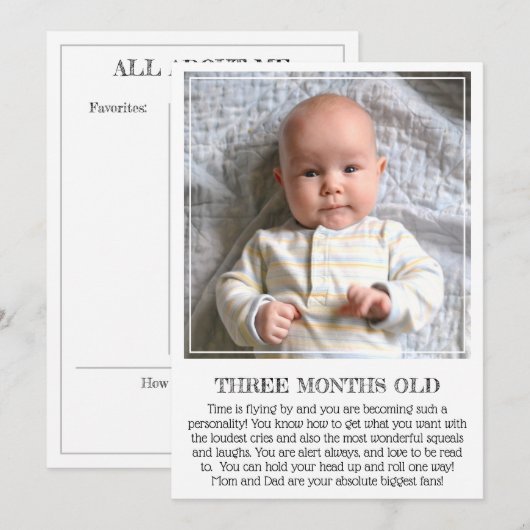 Mijlpaal Keepomwille Kaart: Drie maanden oud Aankondiging (Voorkant / Achterkant)