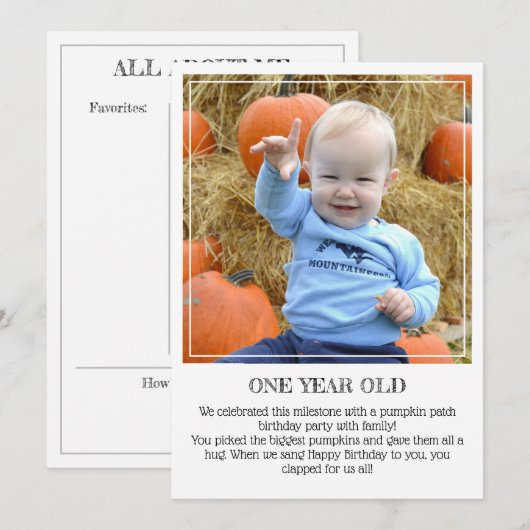 Mijlpaal Keepomwille Kaart: Een jaar oud Aankondiging (Voorkant / Achterkant)