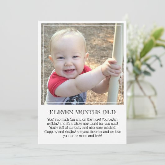 Mijlpaal Keepomwille Kaart: Elf maanden oude aanko Aankondiging (Staand voorkant)