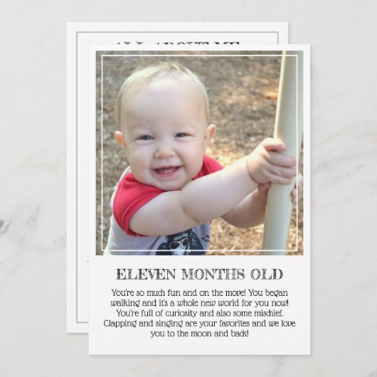 Mijlpaal Keepomwille Kaart: Elf maanden oude aanko Aankondiging (Voorkant / Achterkant)