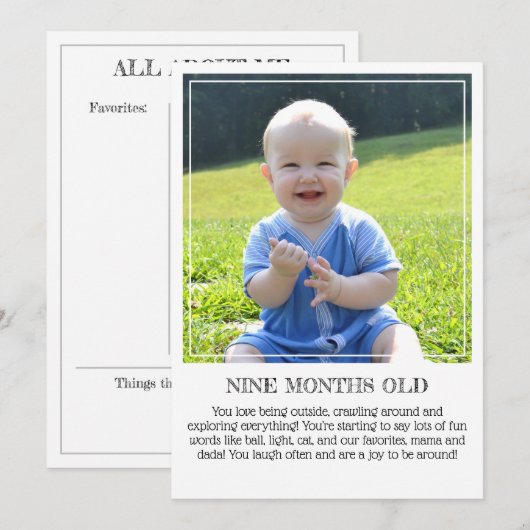 Mijlpaal Keepomwille Kaart: Negen maanden oud Aankondiging (Voorkant / Achterkant)