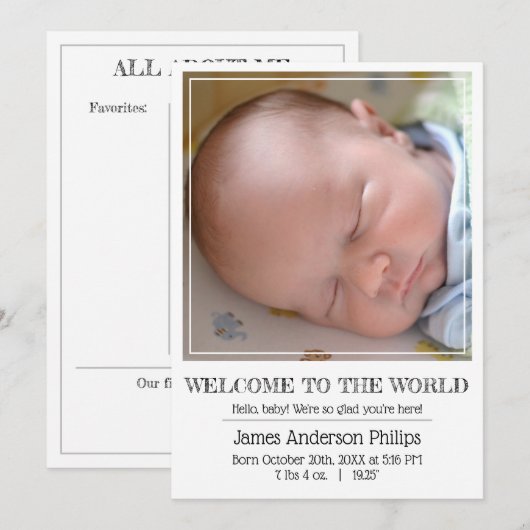 Mijlpaal Keepomwille Kaart: Newborn Welcome Aankondiging (Voorkant / Achterkant)