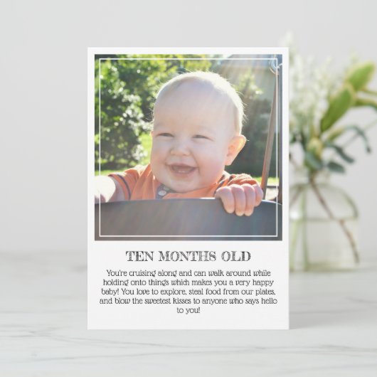 Mijlpaal Keepomwille Kaart: Tien maanden oud Aankondiging (Staand voorkant)