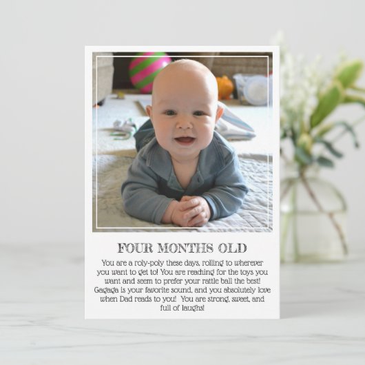 Mijlpaal Keepomwille Kaart: Vier maanden oud Aankondiging (Staand voorkant)