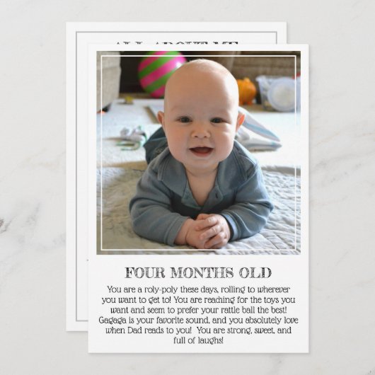 Mijlpaal Keepomwille Kaart: Vier maanden oud Aankondiging (Voorkant / Achterkant)