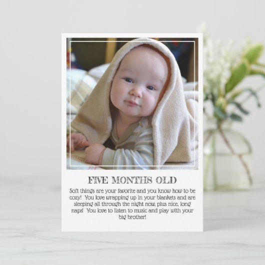 Mijlpaal Keepomwille Kaart: Vijf maanden oud Aankondiging (Staand voorkant)