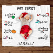 Mijlpaal mijn eerste Vakantie modern schattig baby Fleece Deken