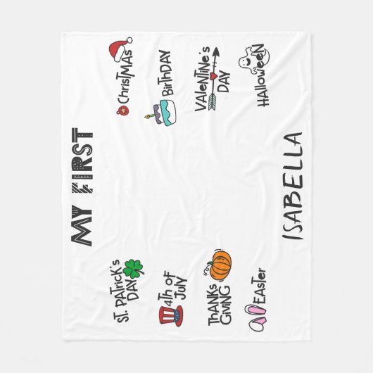 Mijlpaal mijn eerste Vakantie modern schattig baby Fleece Deken (Voorkant)