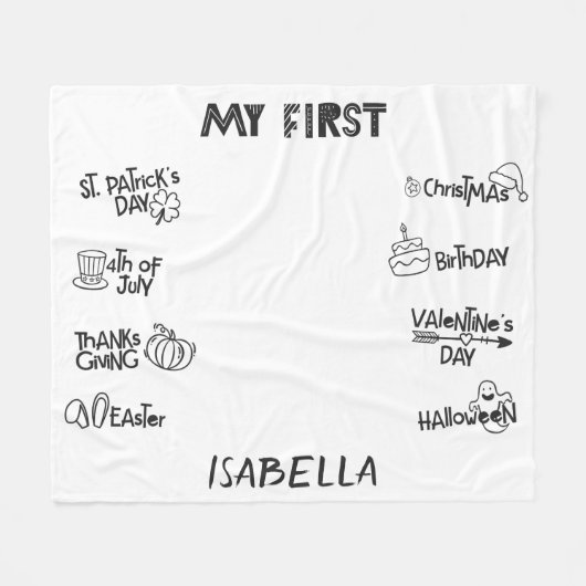 Mijlpaal mijn eerste Vakantie modern schattig baby Fleece Deken (Voorkant (Horizontaal))