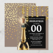 Mijlpaal mousserende wijn goud blauw glitter elke  kaart (Voorkant / Achterkant)