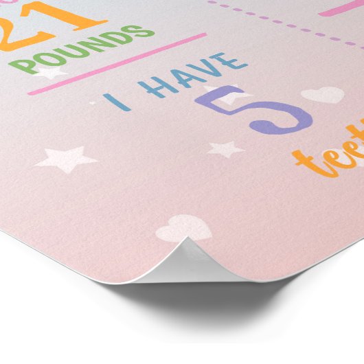 Mijlpaal Narwhal Poster Meisjes 1e Regenboog (Hoek)