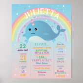 Mijlpaal Narwhal Poster Meisjes 1e Regenboog (Voorkant)