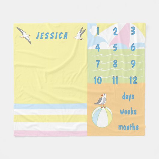 Mijlpaal Ocean Breeze Baby Fleece Deken (Voorkant (Horizontaal))