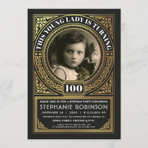 Mijlpaal op zaterdag Uitnodigingen Foto Gold Foil