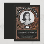 Mijlpaal op zaterdag Uitnodigingen Foto Roos Foil (Voorkant / Achterkant)