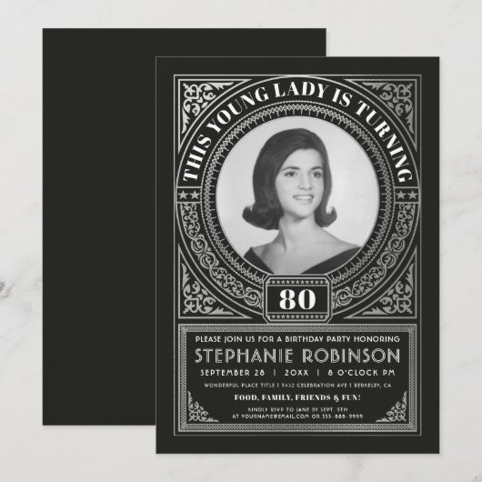 Mijlpaal op zaterdag Uitnodigingen Foto Silver Foi (Voorkant / Achterkant)